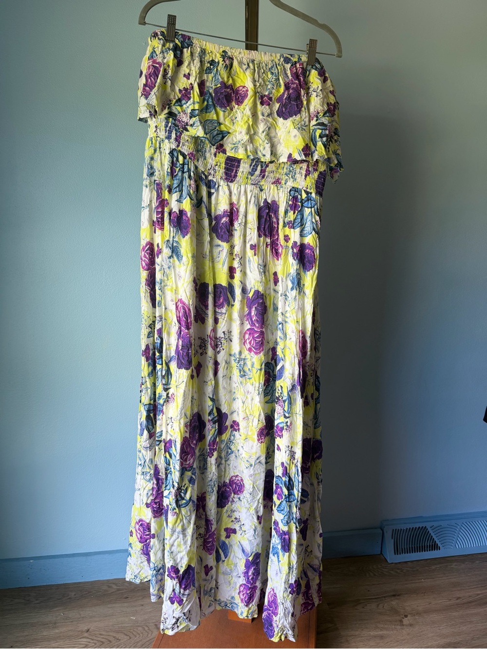 torrid Floral Off-Shoulder Dress in White, Purple & Yellow flowy boho 4x